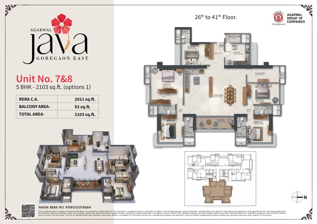 Agarwal Floresta Java Goregaon East - 2+2 Jodi Flat Floor Plan